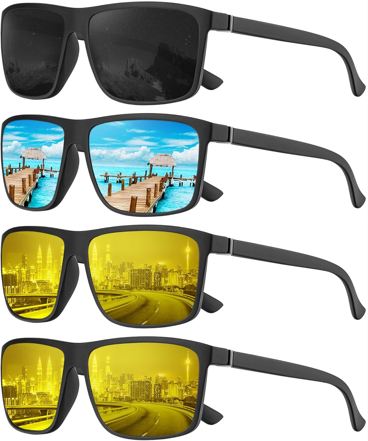 Солнцезащитные очки KALIYADI Polarized Mens Sun-Glasses Sunglasses-Men: классические солнцезащитные очки с защитой от УФ-излучения для рыбалки, вождения, гольфа, Black/Ice Blue/Night Vision/Night Vision
Солнцезащитные очки KALIYADI Polarized Mens Sun-Glasses Sunglasses-Men: классические солнцезащитные очки с защитой от УФ-излучения для рыбалки, вождения, гольфа, Black/Ice Blue/Night Vision/Night Vision