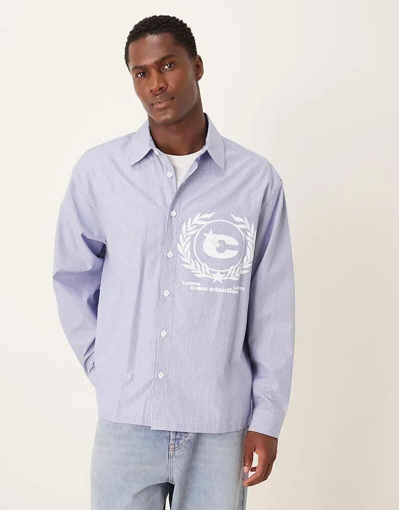 Рубашка свободного кроя ASOS DESIGN с принтом на груди в сине-белую полоску
Рубашка свободного кроя ASOS DESIGN с принтом на груди в сине-белую полоску