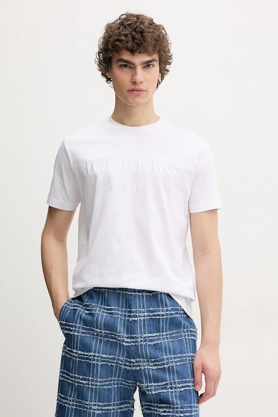 Хлопковая футболка Iceberg, белый 
Хлопковая футболка Iceberg, белый