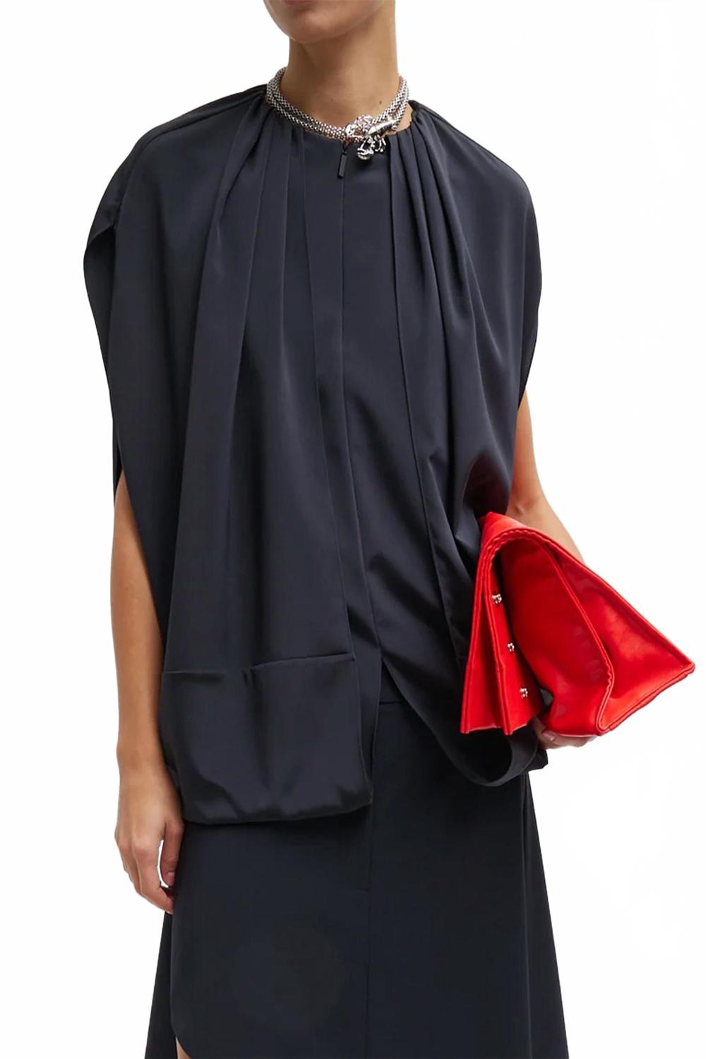 Растягивающийся шелковый нейлоновый топ-накидка в темно-синем цвете Tibi
Растягивающийся шелковый нейлоновый топ-накидка в темно-синем цвете Tibi