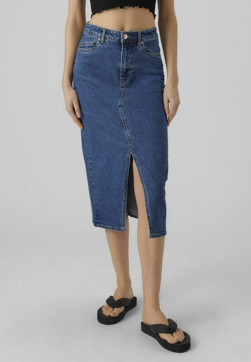 Юбка-карандаш VMVERI CALF SKIRT Vero Moda, цвет medium blue denim 
Юбка-карандаш VMVERI CALF SKIRT Vero Moda, цвет medium blue denim