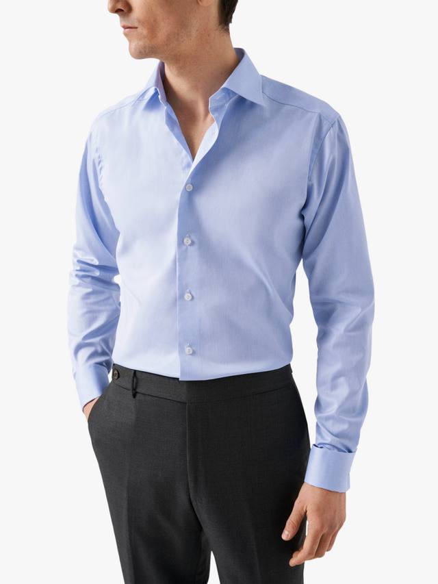 Хлопковая рубашка из твила с зауженным кроем и отложным воротником Eton, Light Blue
Хлопковая рубашка из твила с зауженным кроем и отложным воротником Eton, Light Blue