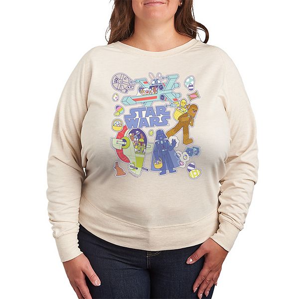 Футболка с длинным рукавом French terry Plus size с пасхальными наклейками Star Wars
Футболка с длинным рукавом French terry Plus size с пасхальными наклейками Star Wars