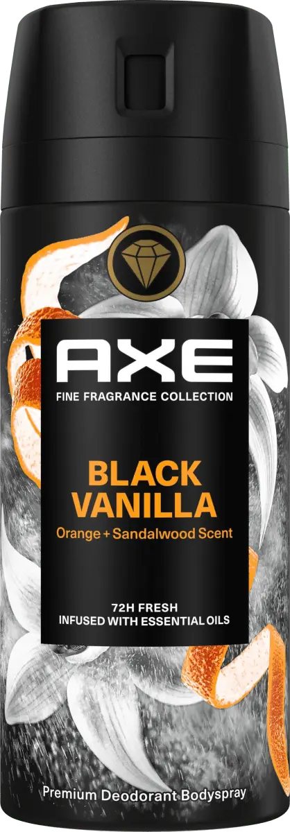 Спрей для тела Black Vanilla Orange Аромат сандалового дерева 150мл AXE 
Спрей для тела Black Vanilla Orange Аромат сандалового дерева 150мл AXE