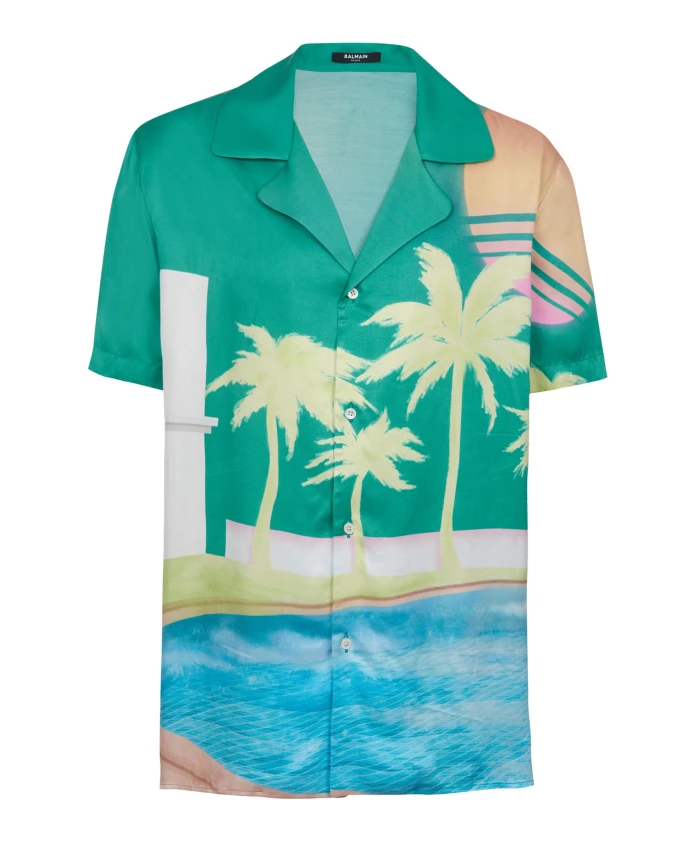 Пижамная рубашка из твила с короткими рукавами и принтом «Пальмы» Balmain, мультиколор
Пижамная рубашка из твила с короткими рукавами и принтом «Пальмы» Balmain, мультиколор