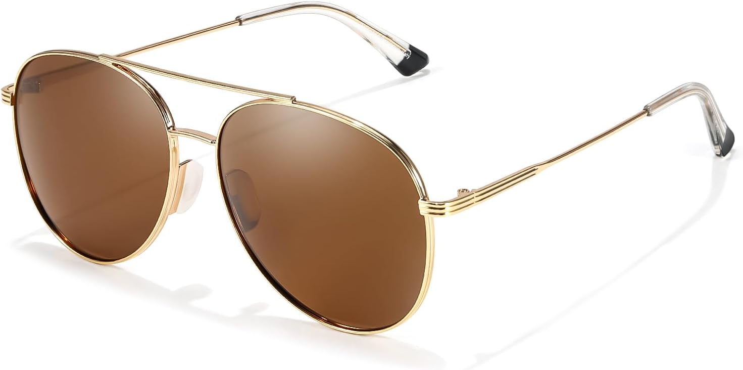 Солнцезащитные очки-авиаторы с поляризованными линзами, не спутывающиеся, для женщин и мужчин, с защитой от УФ-излучения, модные очки 2026 года DreamCalf, A04- Gold/Brown
Солнцезащитные очки-авиаторы с поляризованными линзами, не спутывающиеся, для женщин и мужчин, с защитой от УФ-излучения, модные очки 2026 года DreamCalf, A04- Gold/Brown