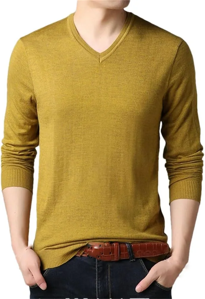 Мужской тонкий пуловер с V-образным вырезом и длинными рукавами
Мужской тонкий пуловер с V-образным вырезом и длинными рукавами