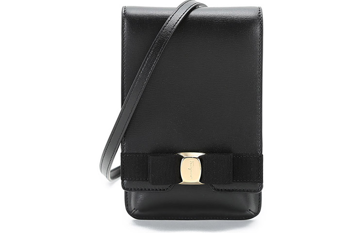 Сумка через плечо Ferragamo из телячьей кожи с цепочкой для телефона женская черная