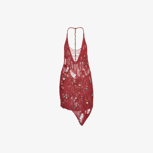 Платье мини Jaded London Dandara с бисерной вязкой, красный 
Платье мини Jaded London Dandara с бисерной вязкой, красный