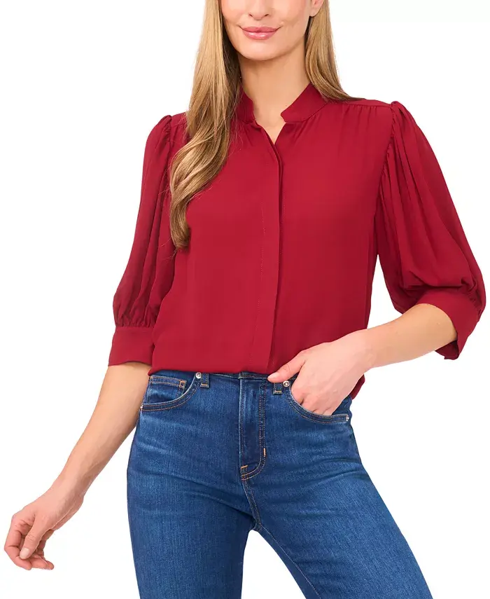 Женский топ с рукавами 3/4 и воротником на пуговицах CeCe, фиолетовый
Женский топ с рукавами 3/4 и воротником на пуговицах CeCe, фиолетовый