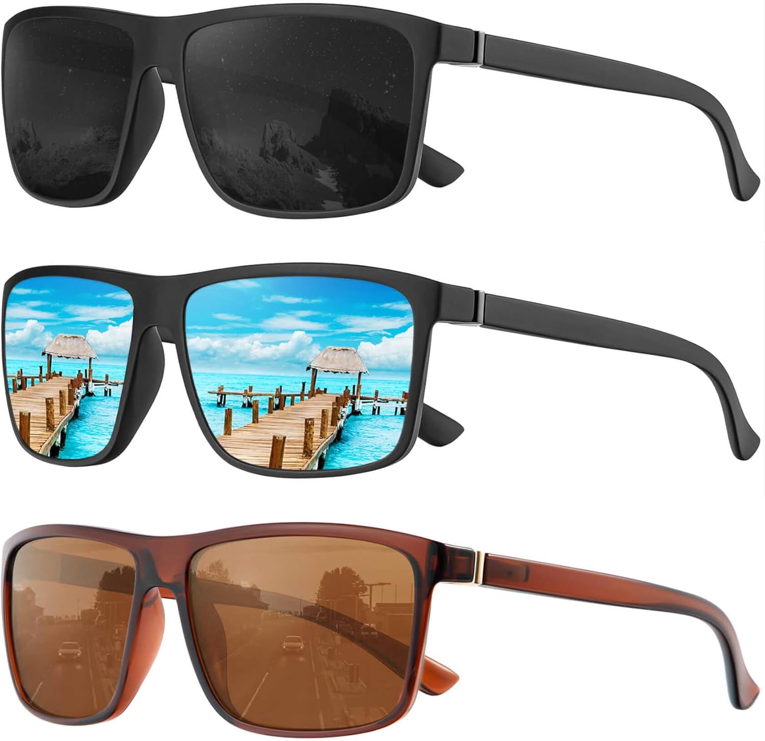 Поляризованные солнцезащитные очки KALIYADI для мужчин и женщин, мужские солнцезащитные очки с защитой от УФ-излучения для вождения, рыбалки, гольфа (3 шт.), (3 Pack) Black/Brown/Ice Blue
Поляризованные солнцезащитные очки KALIYADI для мужчин и женщин, мужские солнцезащитные очки с защитой от УФ-излучения для вождения, рыбалки, гольфа (3 шт.), (3 Pack) Black/Brown/Ice Blue