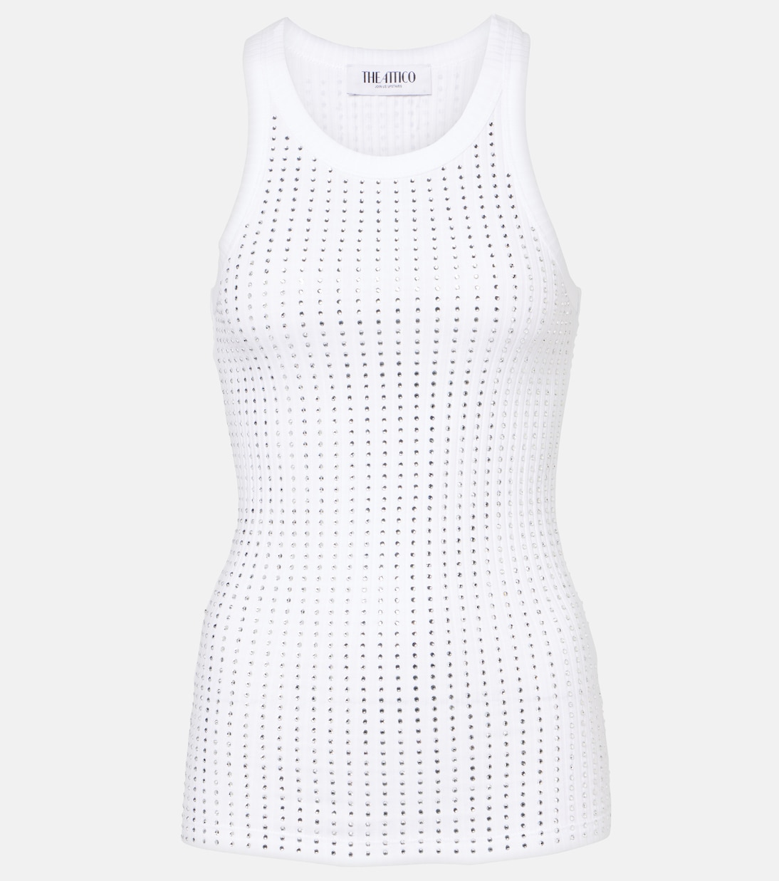 Топ из хлопкового джерси с декоративным узором The Attico, белый 
Топ из хлопкового джерси с декоративным узором The Attico, белый