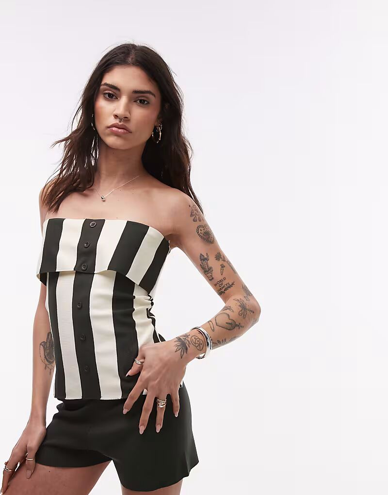 Вязаный топ-бандо Topshop в полоску цвета хаки
Вязаный топ-бандо Topshop в полоску цвета хаки