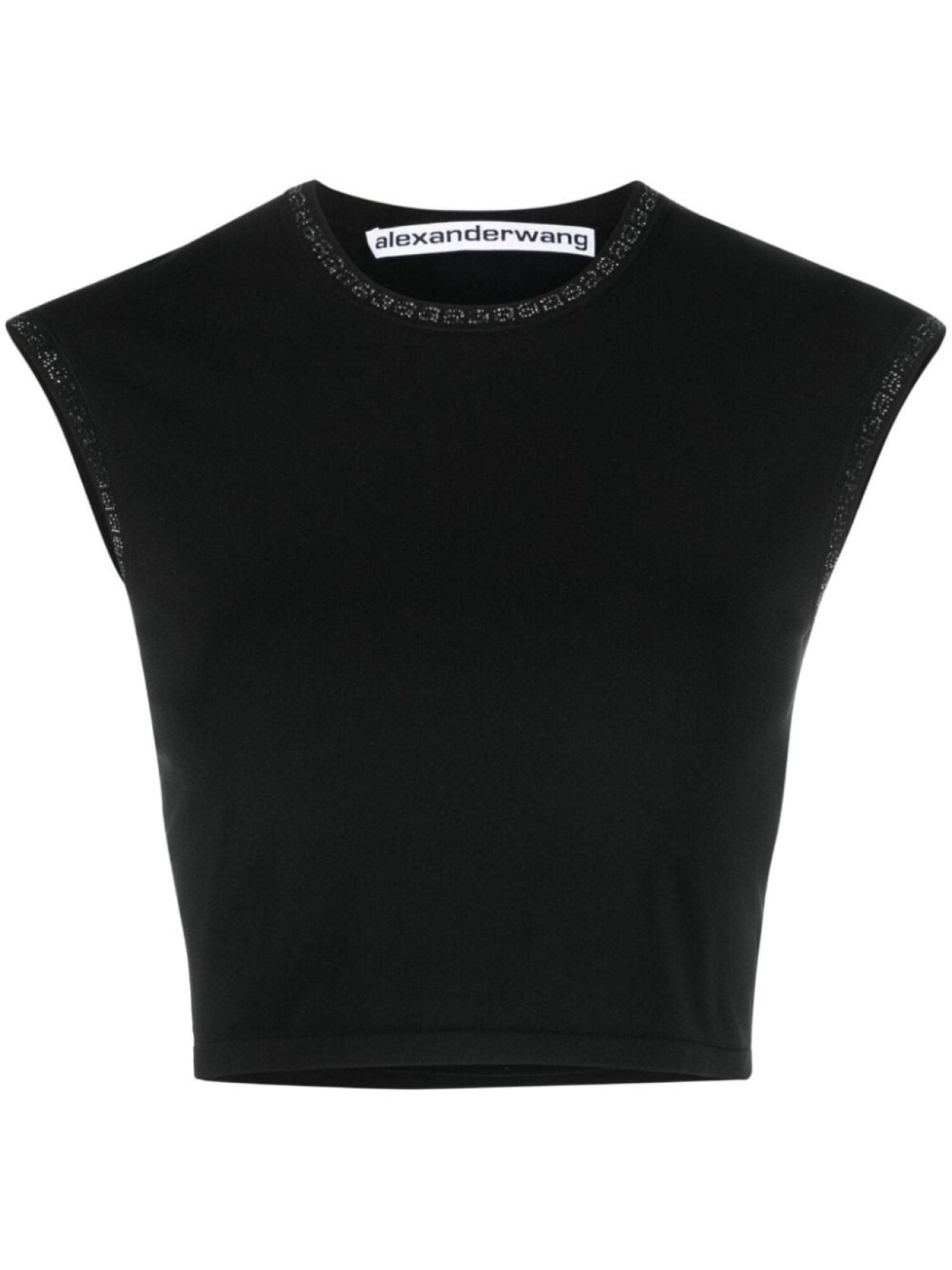 Укороченный топ с кристаллами и логотипом Alexander Wang, черный
Укороченный топ с кристаллами и логотипом Alexander Wang, черный