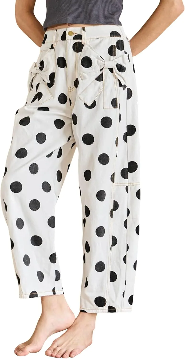 SELINK Женские повседневные джинсы с бантом и карманами в горошек
SELINK Женские повседневные джинсы с бантом и карманами в горошек