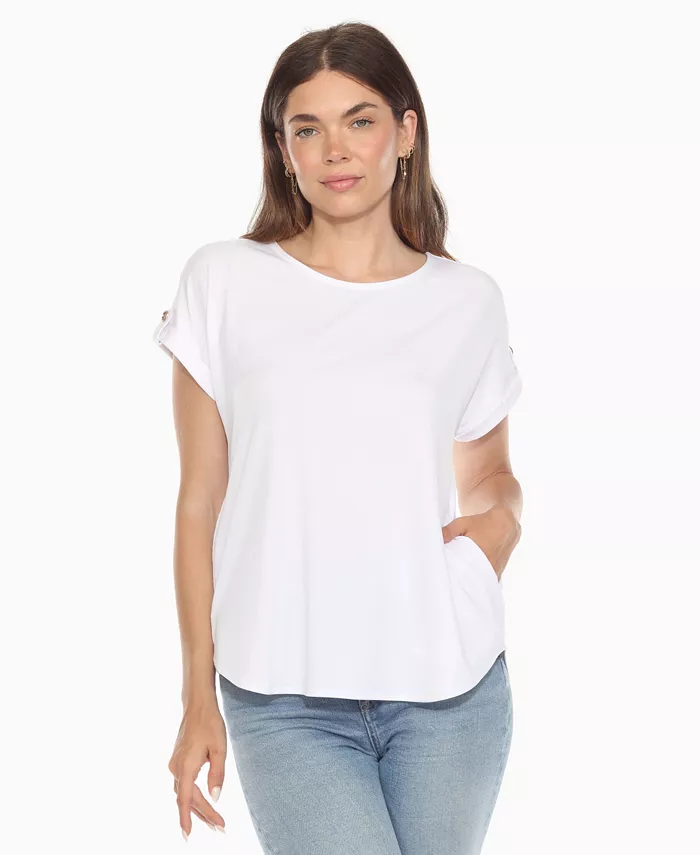 Женский однотонный топ с короткими рукавами и складками White Mark, белый
Женский однотонный топ с короткими рукавами и складками White Mark, белый