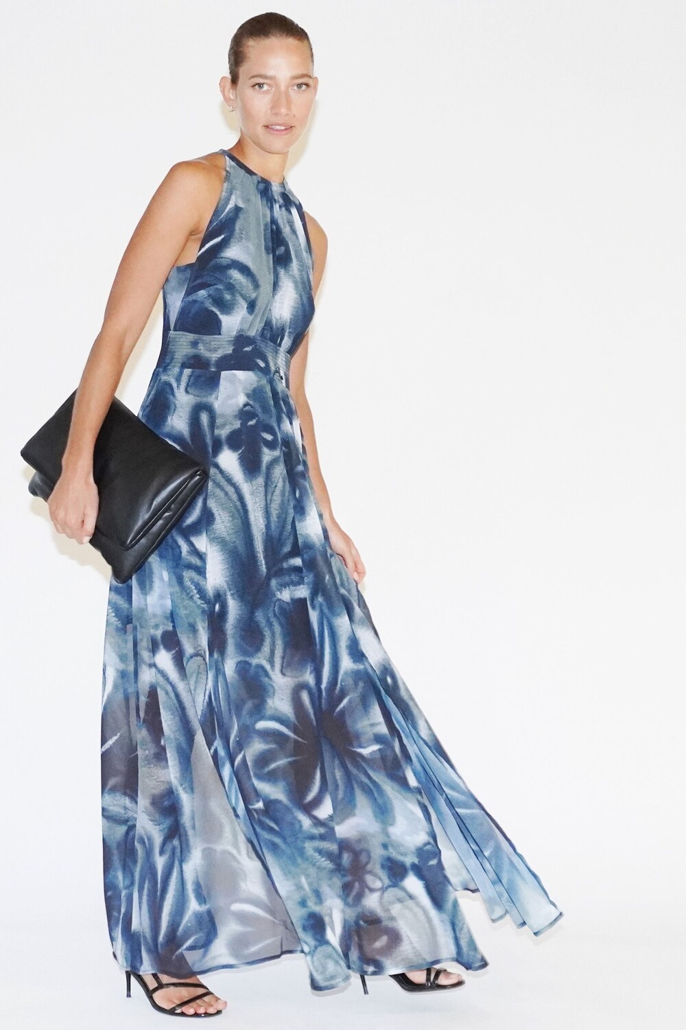 Платье макси с принтами и вырезом бретельками Religion, серый 
Платье макси с принтами и вырезом бретельками Religion, серый