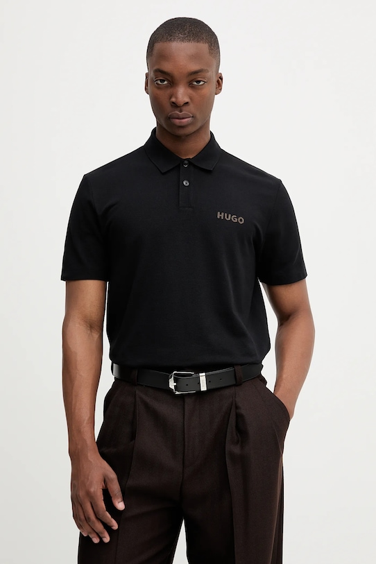 Хлопковая рубашка поло dirlmere HUGO, черный
Хлопковая рубашка поло dirlmere HUGO, черный