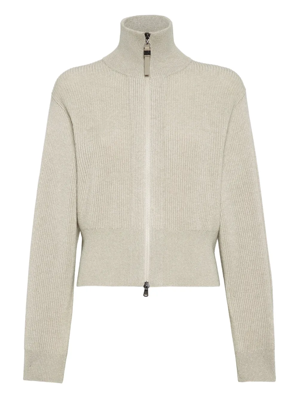 Свитер в рубчик на молнии Brunello Cucinelli, нейтральный
Свитер в рубчик на молнии Brunello Cucinelli, нейтральный