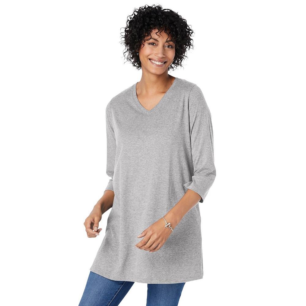Женщина в женской тунике больших размеров с идеальным рукавом три четверти и v-образным вырезом Woman Within, цвет Heather Grey
Женщина в женской тунике больших размеров с идеальным рукавом три четверти и v-образным вырезом Woman Within, цвет Heather Grey