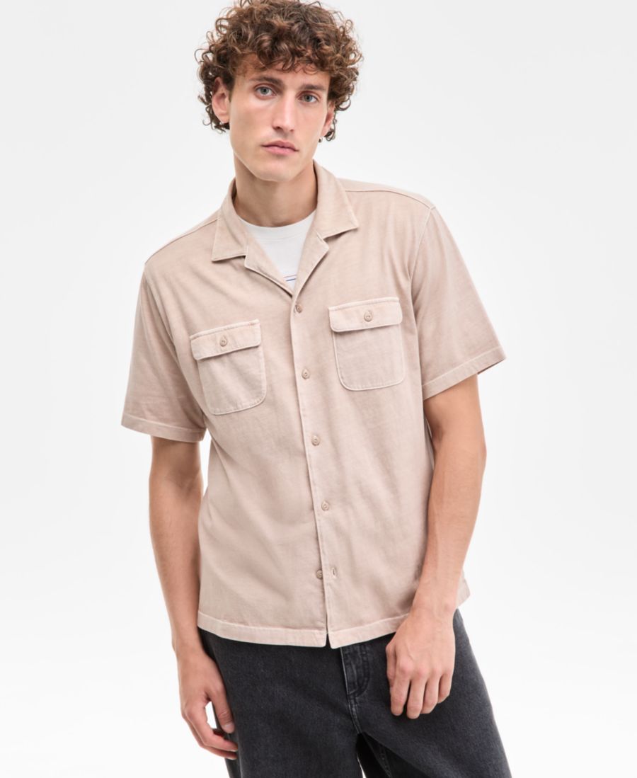 Мужская рубашка с коротким рукавом, потертая, на пуговицах, в стиле кэмп Sun + Stone, Almond Khaki
Мужская рубашка с коротким рукавом, потертая, на пуговицах, в стиле кэмп Sun + Stone, Almond Khaki