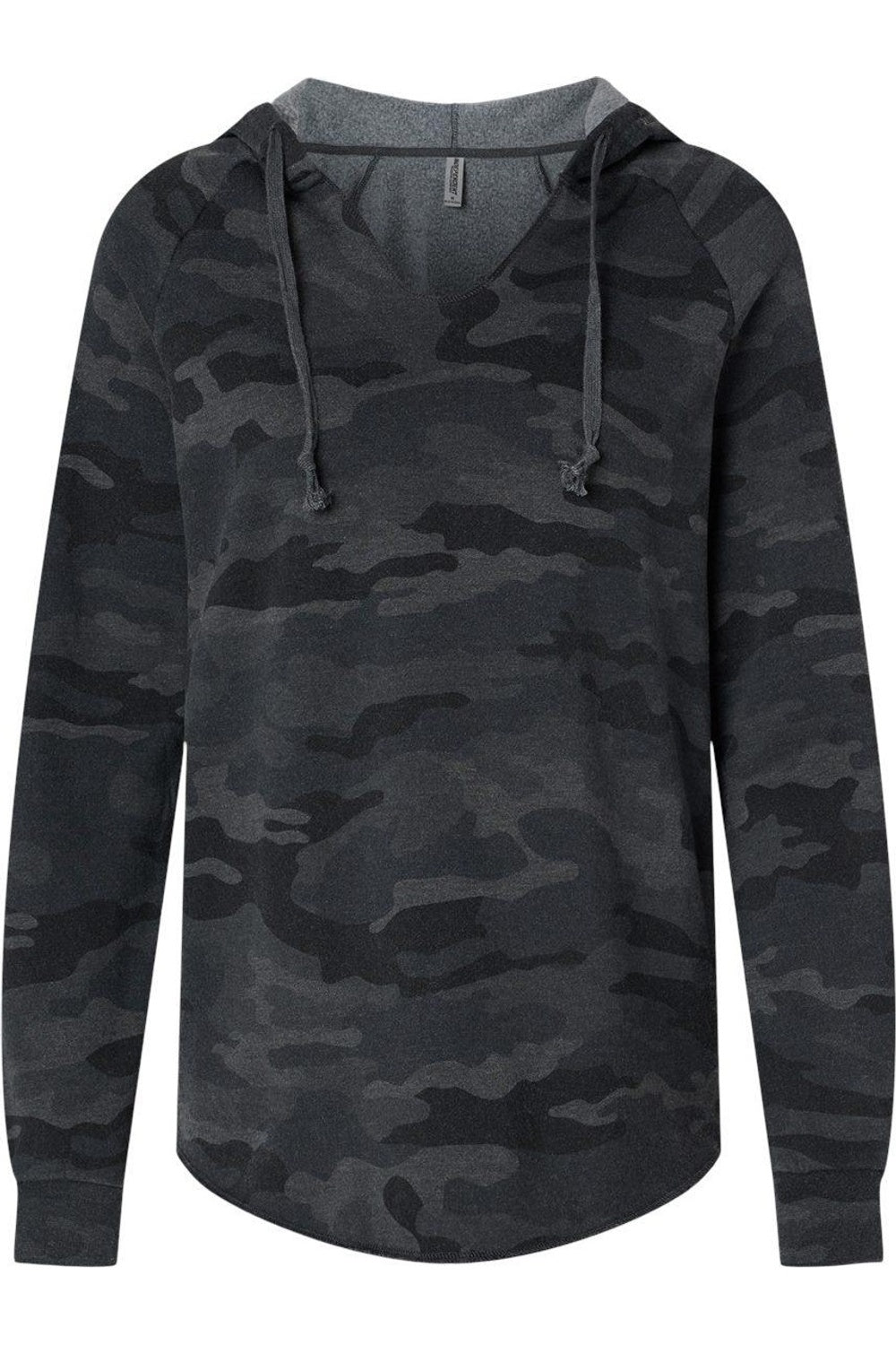 Independent Trading Co. Женская легкая толстовка с капюшоном California Wave Wash, цвет black camo heather 
Independent Trading Co. Женская легкая толстовка с капюшоном California Wave Wash, цвет black camo heather
