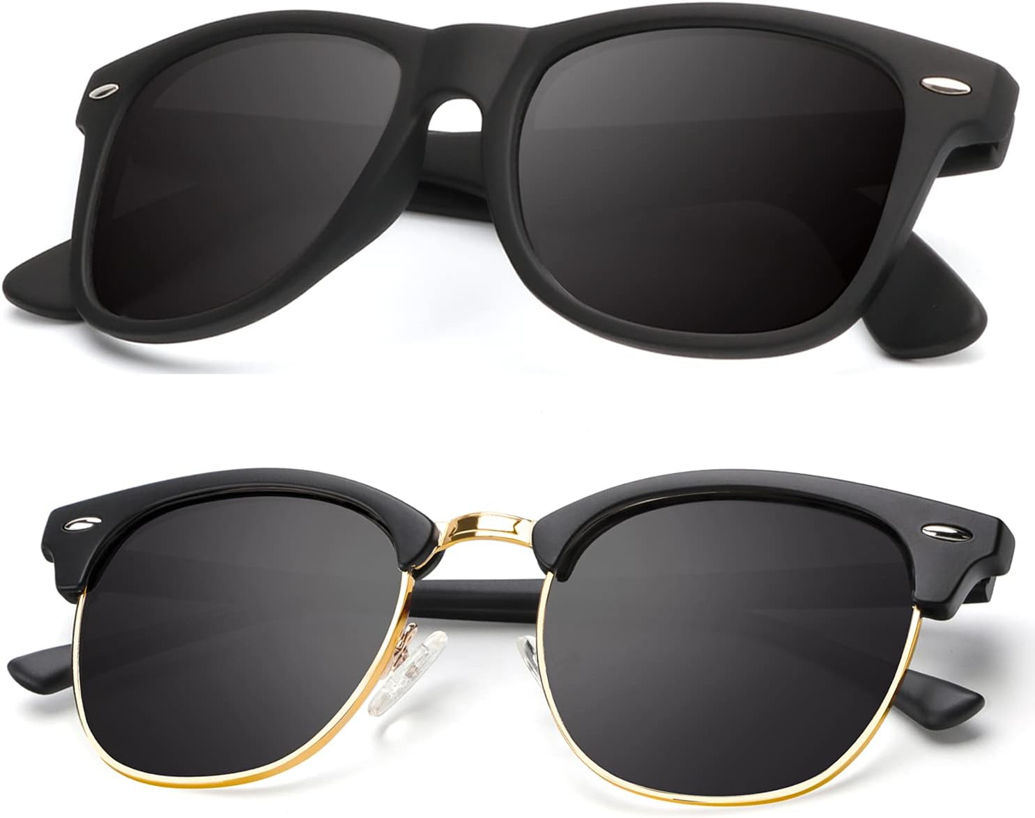 Поляризованные солнцезащитные очки KALIYADI для мужчин и женщин, полуободковая оправа, солнцезащитные очки для вождения, блокирующие УФ-излучение, B01-(2 Pack) Matte Black | Black | Golden Rim / Matte Black
Поляризованные солнцезащитные очки KALIYADI для мужчин и женщин, полуободковая оправа, солнцезащитные очки для вождения, блокирующие УФ-излучение, B01-(2 Pack) Matte Black | Black | Golden Rim / Matte Black