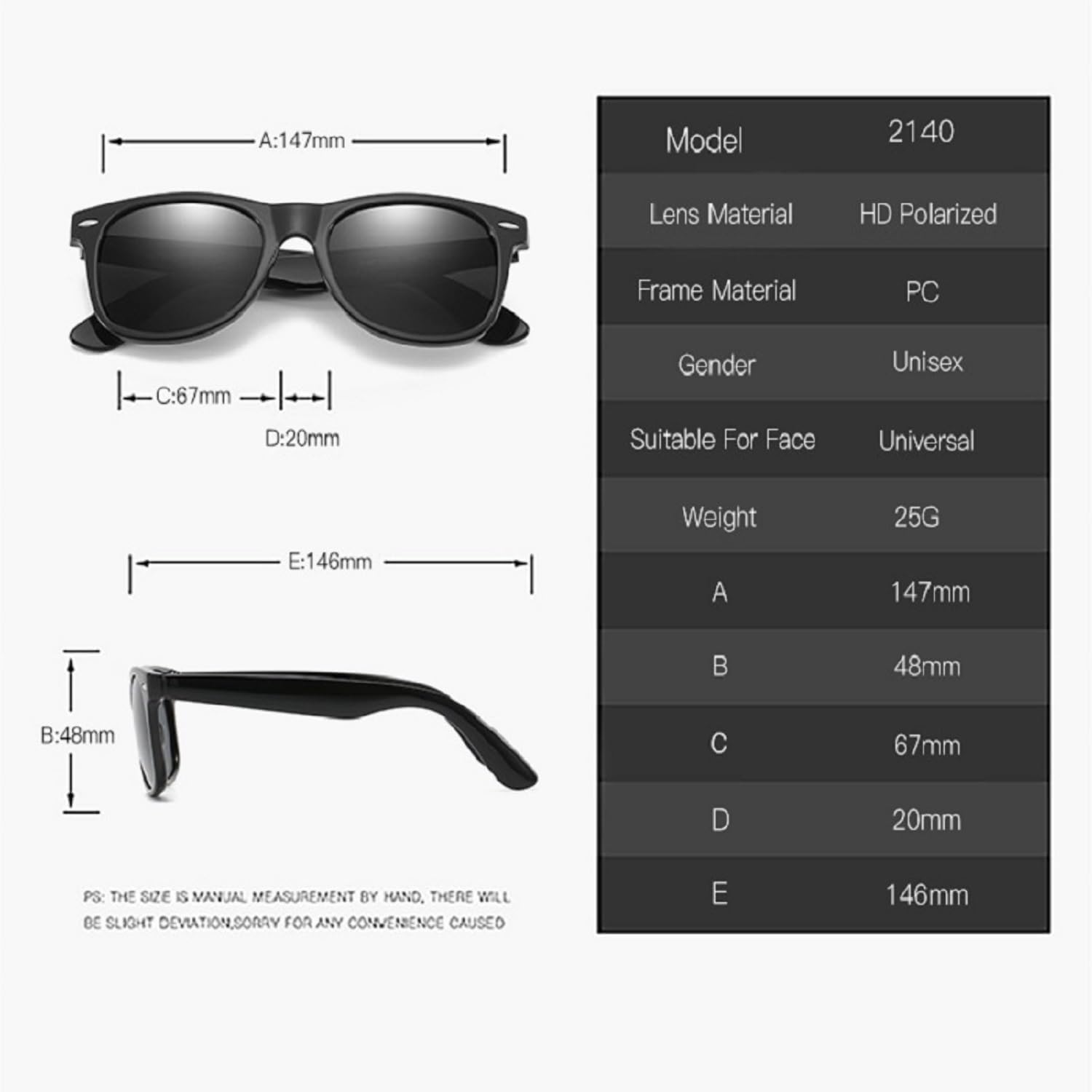 Поляризованные солнцезащитные очки для мужчин и женщин, классическая матовая черная оправа, зеркальные линзы в стиле ретро, защита от УФ-излучения, в комплекте с коробкой Generic, Black
Поляризованные солнцезащитные очки для мужчин и женщин, классическая матовая черная оправа, зеркальные линзы в стиле ретро, защита от УФ-излучения, в комплекте с коробкой Generic, Black