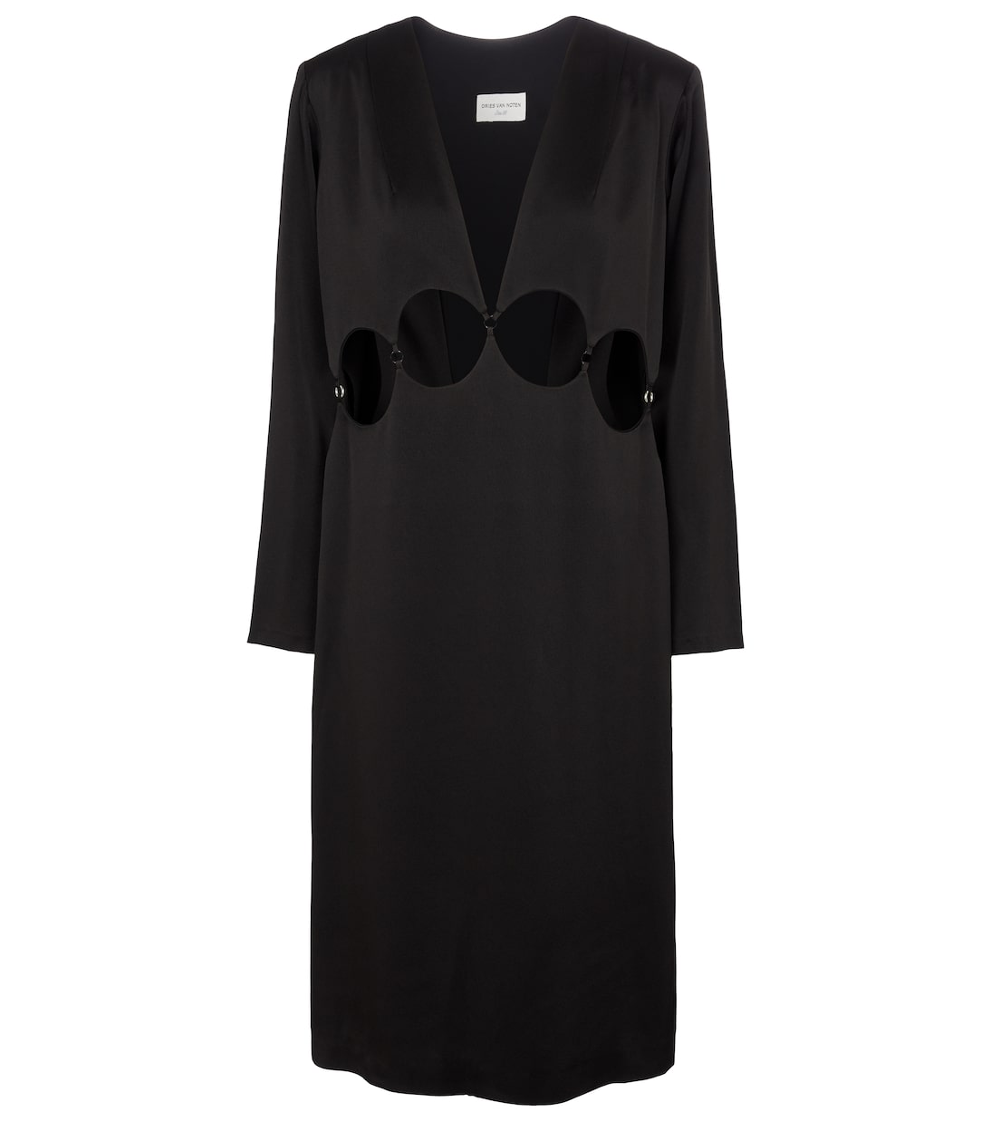 Атласное платье миди с вырезом Dries Van Noten, черный
Атласное платье миди с вырезом Dries Van Noten, черный
