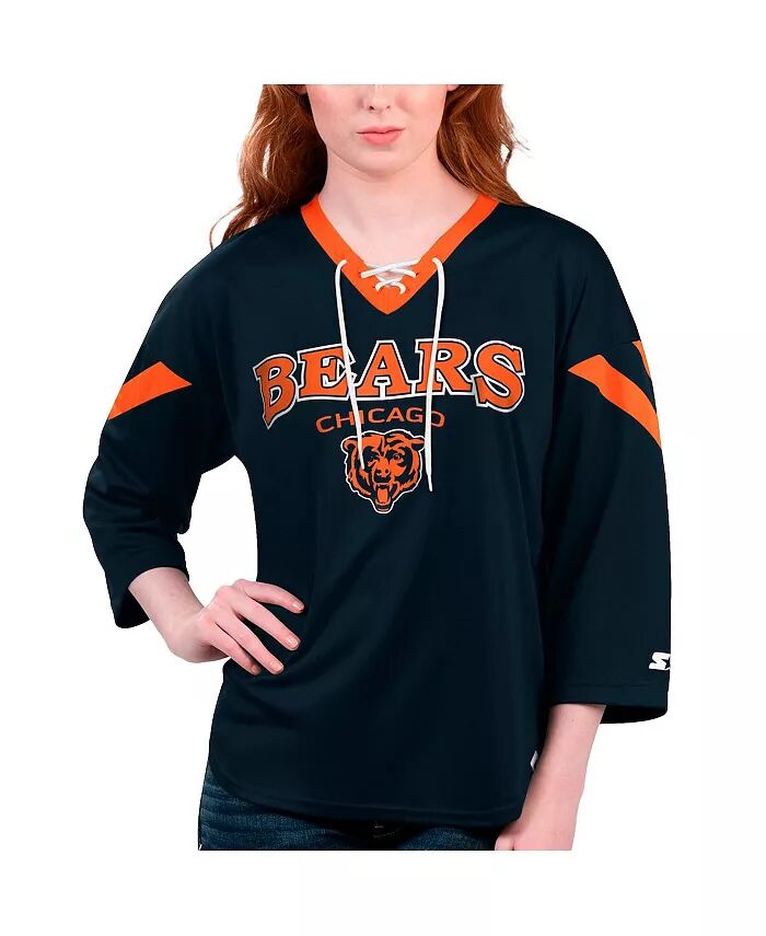 Женская темно-синяя футболка Chicago Bears Rally Lace-Up с рукавом 3/4 Starter
Женская темно-синяя футболка Chicago Bears Rally Lace-Up с рукавом 3/4 Starter