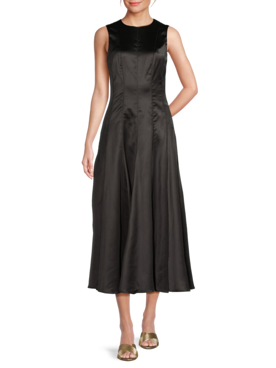 Платье макси из атласа без рукавов, облегающее и расклешенное Area Stars, черный
Платье макси из атласа без рукавов, облегающее и расклешенное Area Stars, черный