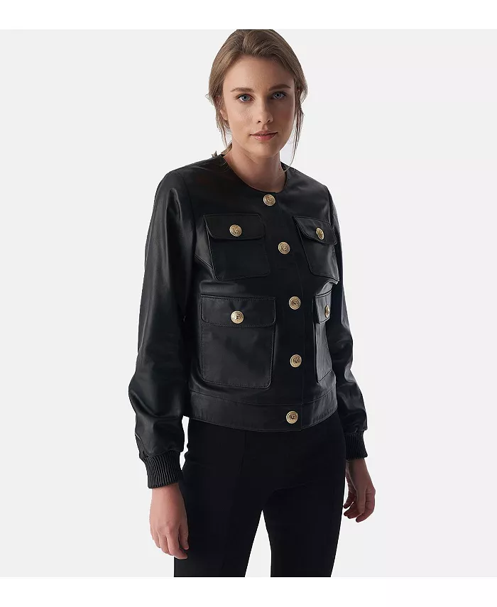 Женская кожаная куртка без воротника с застёжкой-кнопками, чёрная Furniq UK, черный
Женская кожаная куртка без воротника с застёжкой-кнопками, чёрная Furniq UK, черный