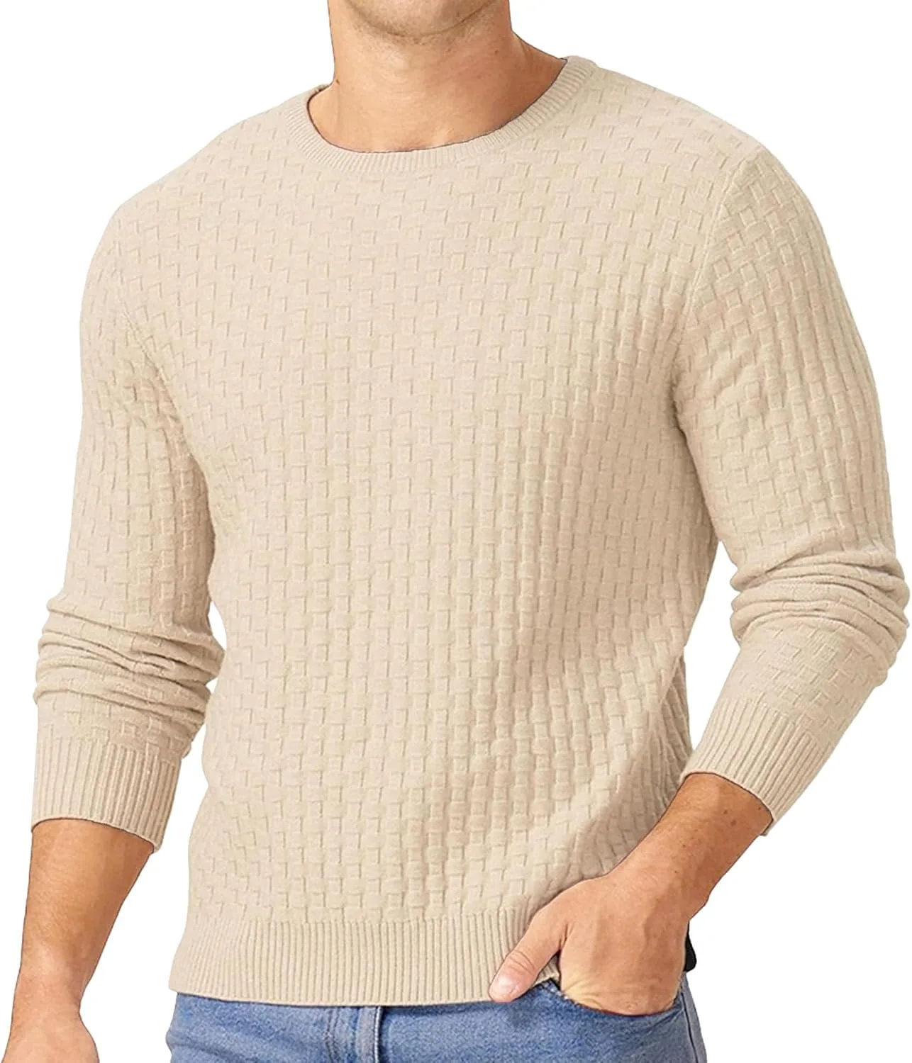 Мужской свитер с вафельной текстурой, утолщенный, с длинными рукавами
Мужской свитер с вафельной текстурой, утолщенный, с длинными рукавами