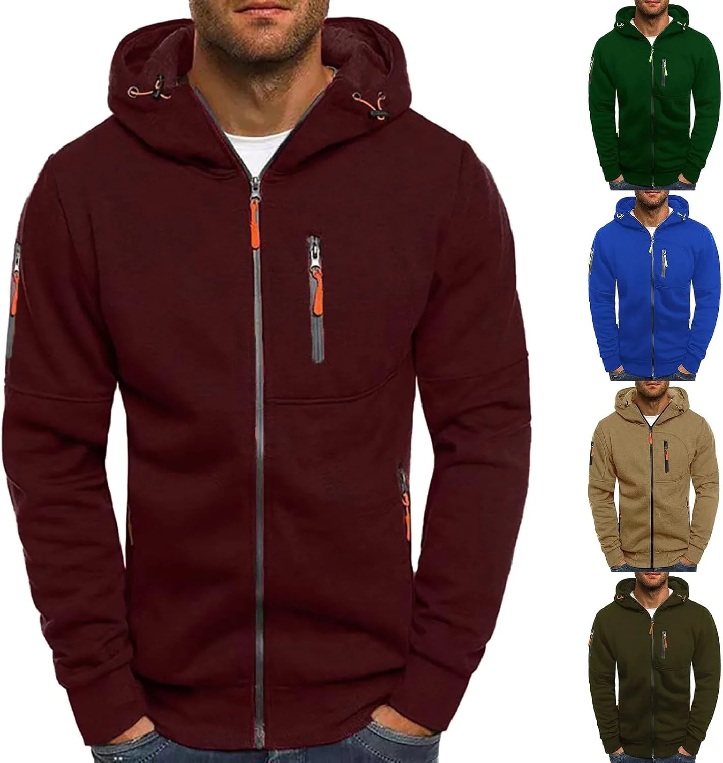 Толстовка с капюшоном на молнии для мужчин Slim Fit
Толстовка с капюшоном на молнии для мужчин Slim Fit