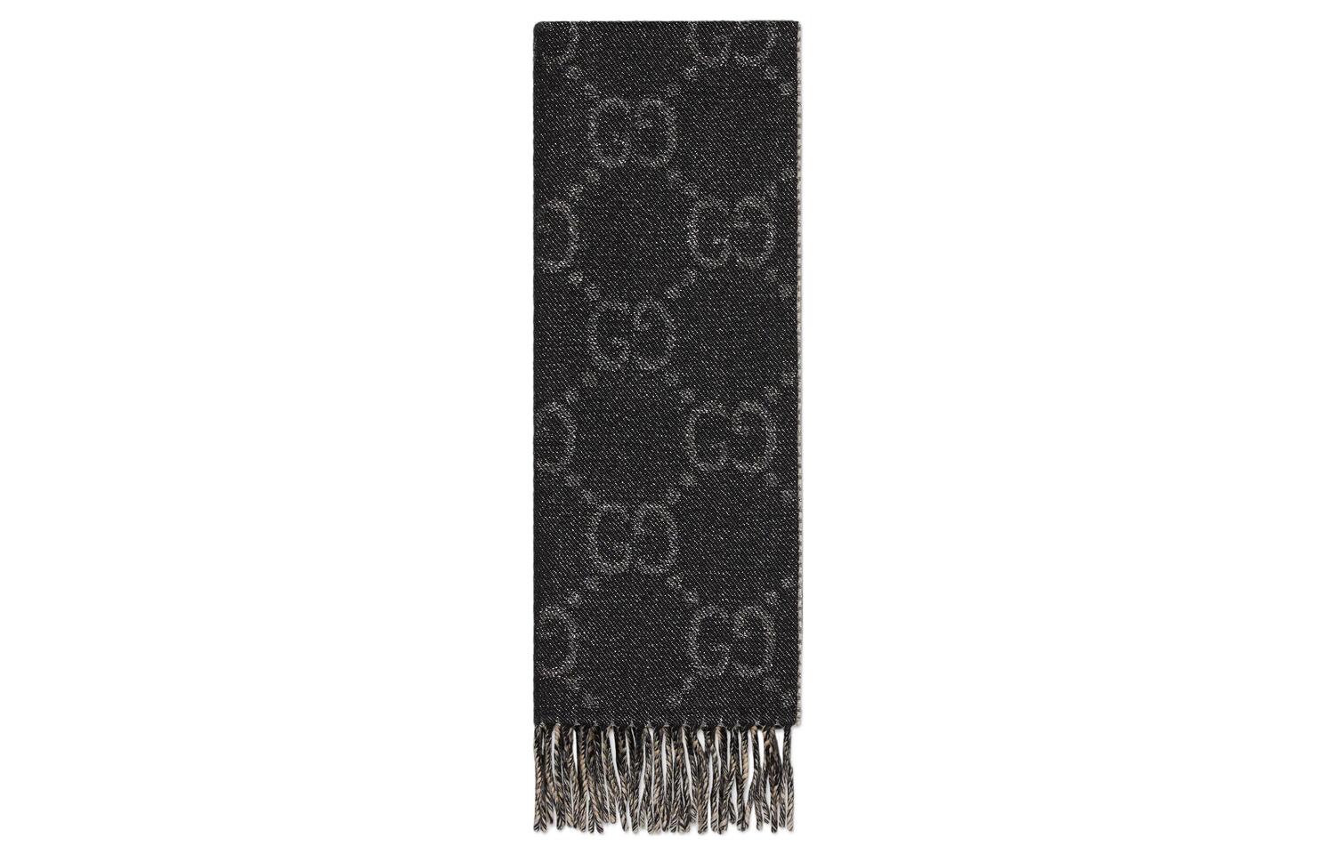 GUCCI Шерстяной жаккардовый шарф GG, Black 
GUCCI Шерстяной жаккардовый шарф GG, Black