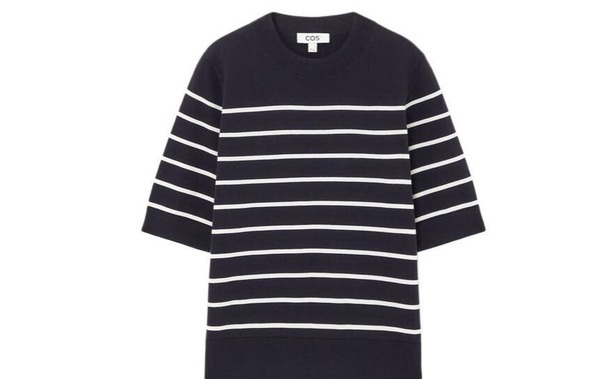 Футболка женская темно-синяя/полоски Cos 
Футболка женская темно-синяя/полоски Cos