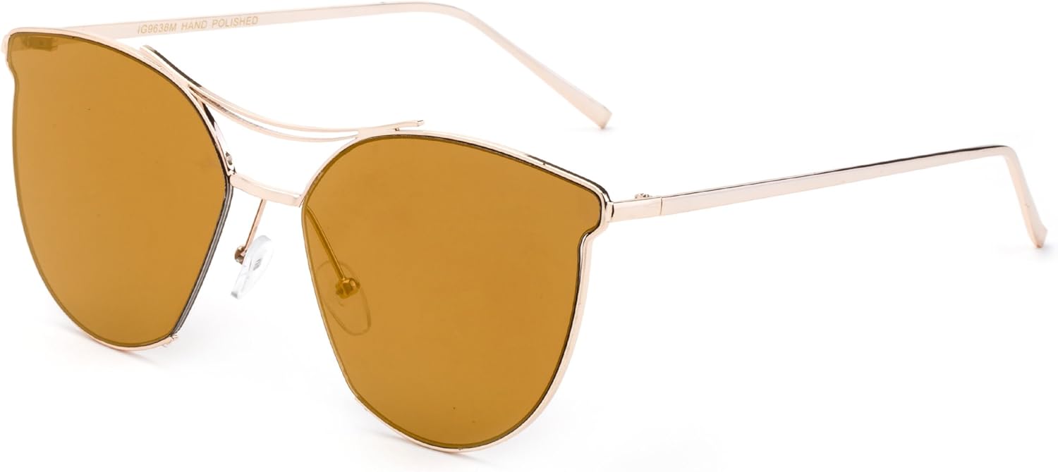 Современные солнцезащитные очки для женщин в геометрическом дизайне «кошачий глаз» 2017 года, с качественной металлической оправой Newbee Fashion Sunglasses, Gold/Brown
Современные солнцезащитные очки для женщин в геометрическом дизайне «кошачий глаз» 2017 года, с качественной металлической оправой Newbee Fashion Sunglasses, Gold/Brown