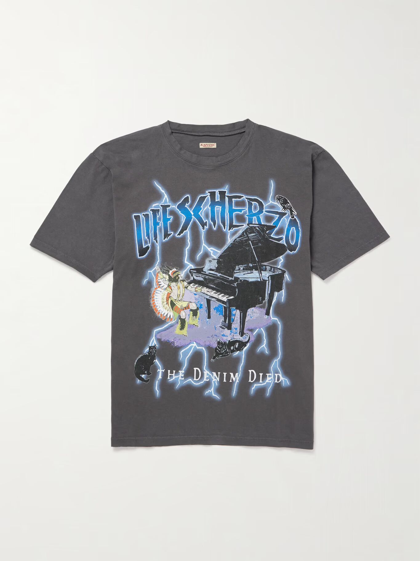 Футболка из хлопкового джерси с принтом KAPITAL, антрацит
Футболка из хлопкового джерси с принтом KAPITAL, антрацит