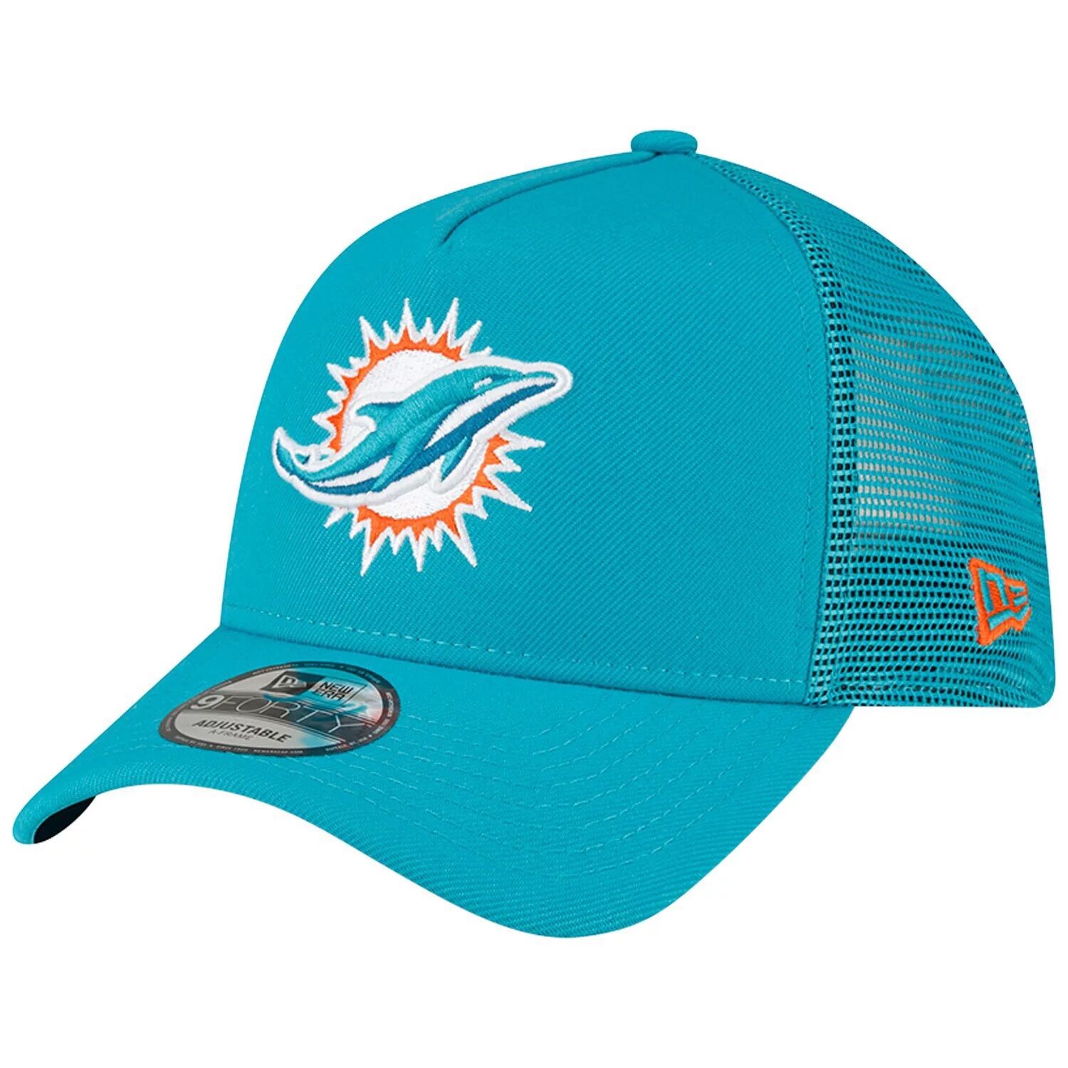 Мужская регулируемая кепка New Era Aqua Miami Dolphins A-Frame Trucker 9FORTY
Мужская регулируемая кепка New Era Aqua Miami Dolphins A-Frame Trucker 9FORTY