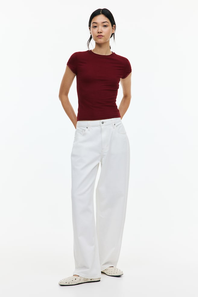 Футболка в рубчик с кружевной отделкой H&M, красный
Футболка в рубчик с кружевной отделкой H&M, красный