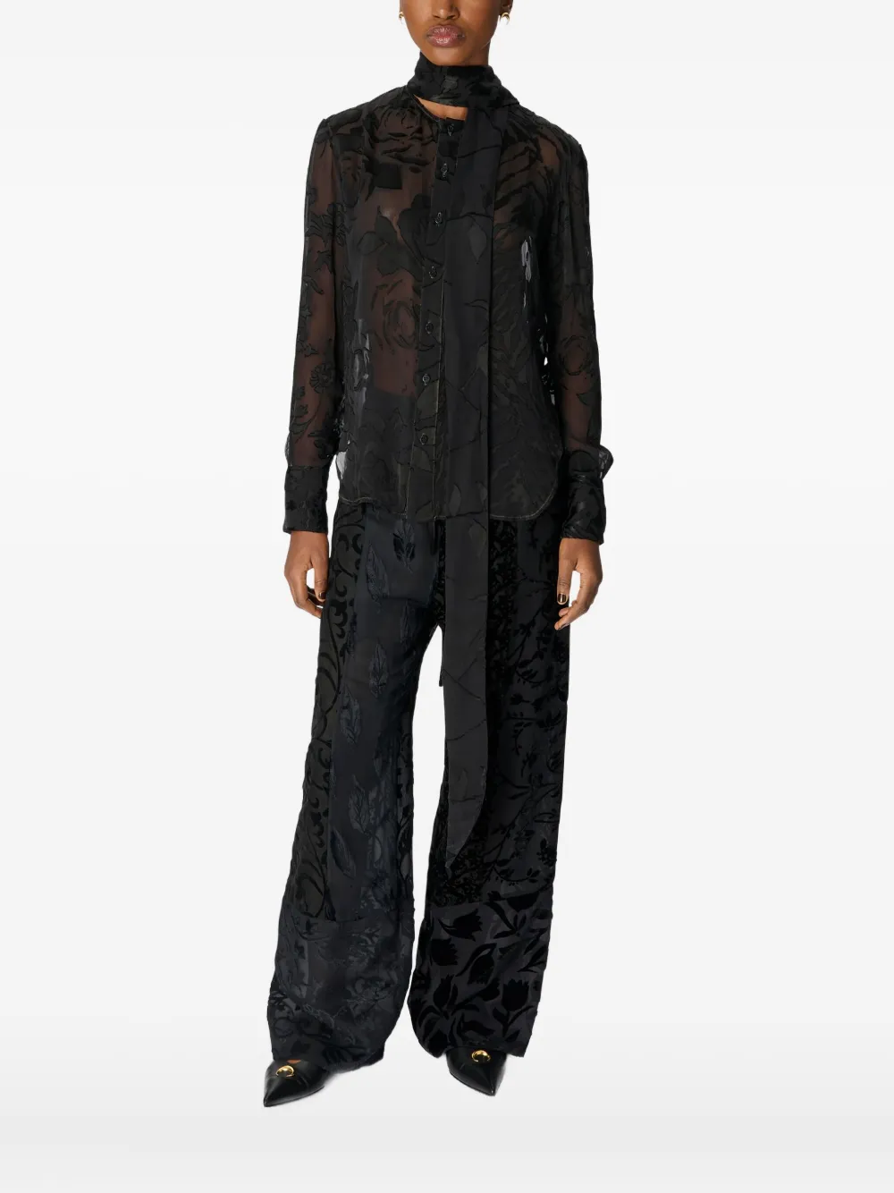 Шелковая блузка с цветочным принтом Marine Serre, черный
Шелковая блузка с цветочным принтом Marine Serre, черный