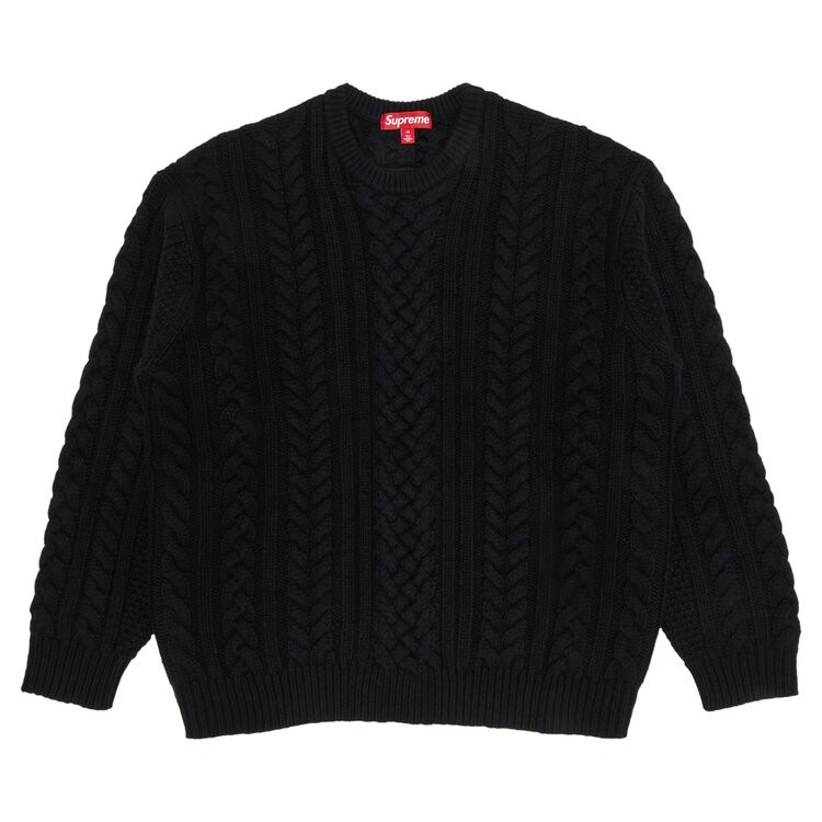 Свитер Supreme Appliqué Cable Knit 'Black', черный 
Свитер Supreme Appliqué Cable Knit 'Black', черный