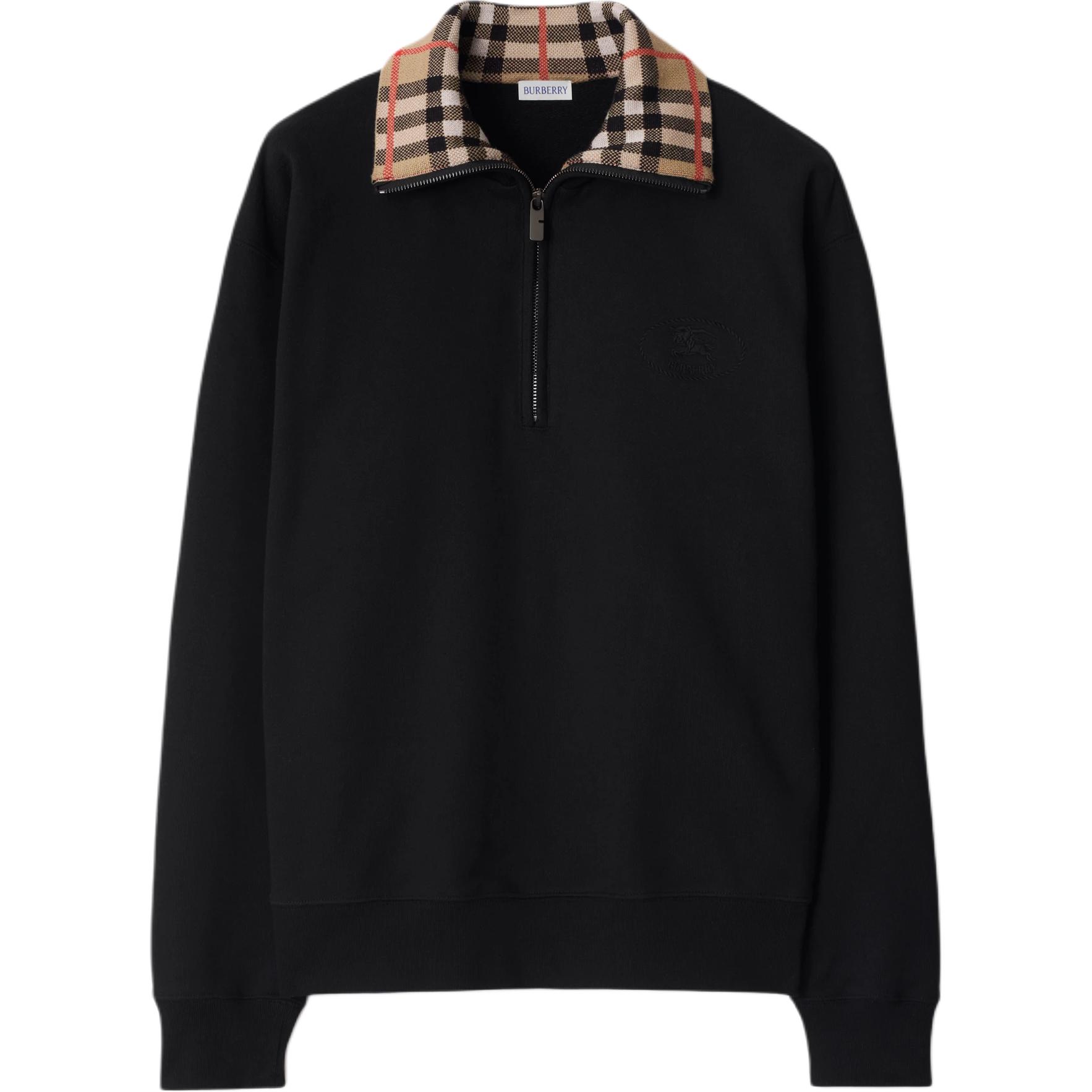 Хлопковый свитшот с воротником Burberry, черный
Хлопковый свитшот с воротником Burberry, черный