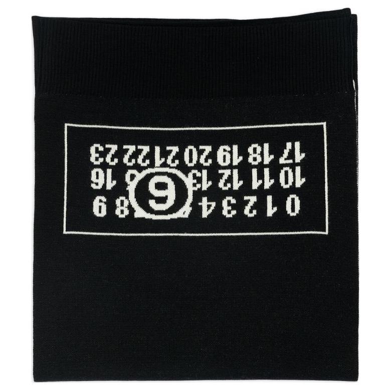 MM6 Maison Margiela Шарф из смесовой шерсти с логотипом, Black 
MM6 Maison Margiela Шарф из смесовой шерсти с логотипом, Black