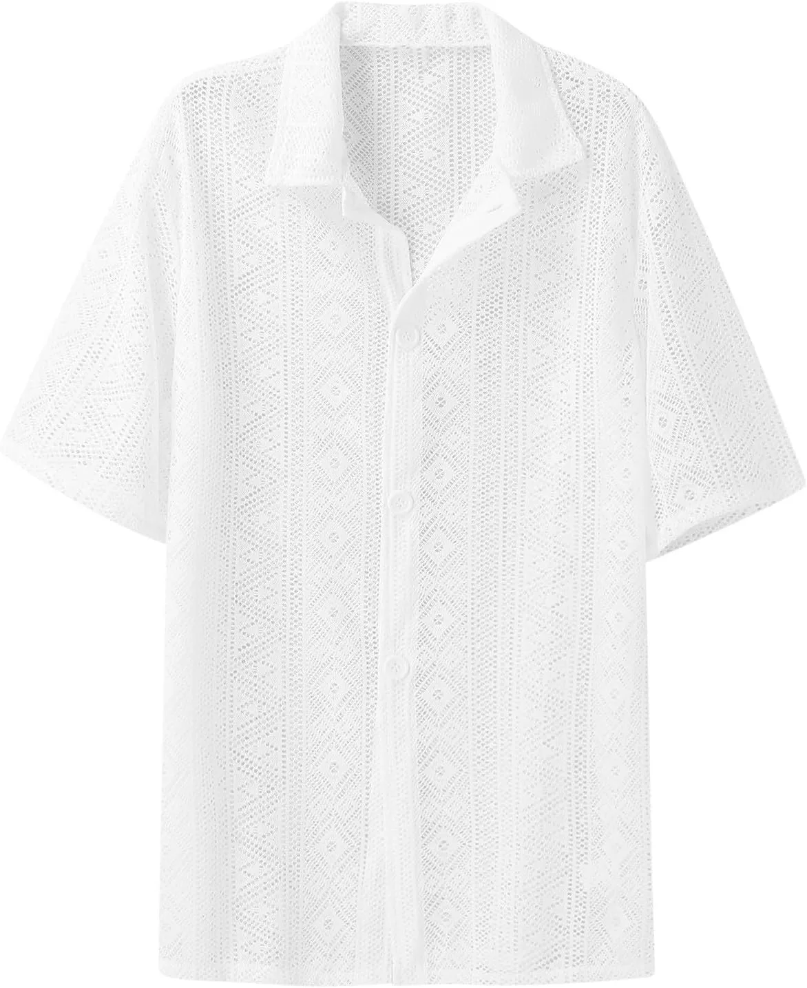 Мужская рубашка с коротким рукавом Floral Lace, полая, прозрачная, для пляжа и лета biqikav
Мужская рубашка с коротким рукавом Floral Lace, полая, прозрачная, для пляжа и лета biqikav