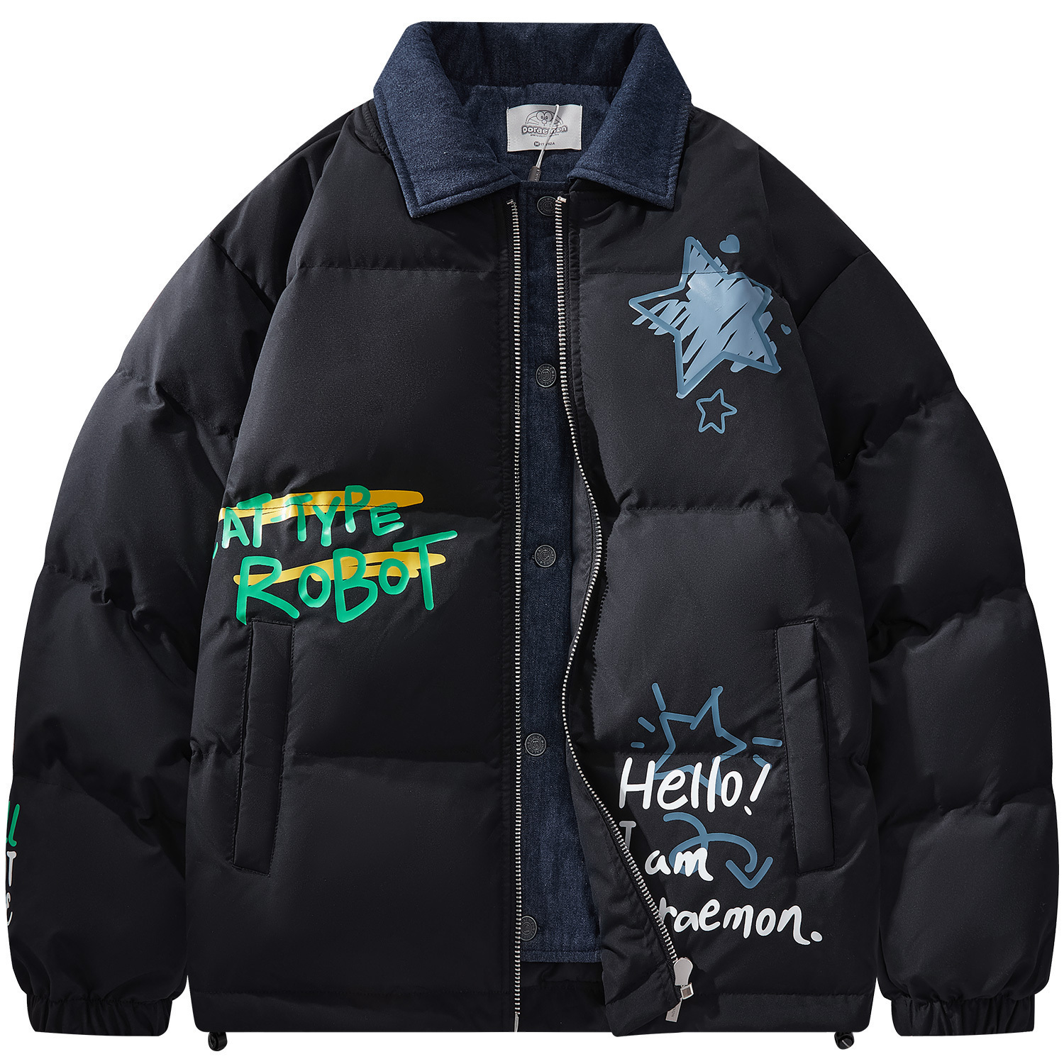 Пуховик Unisex Doraemon, черный (ветрозащитный воротник)
Пуховик Unisex Doraemon, черный (ветрозащитный воротник)