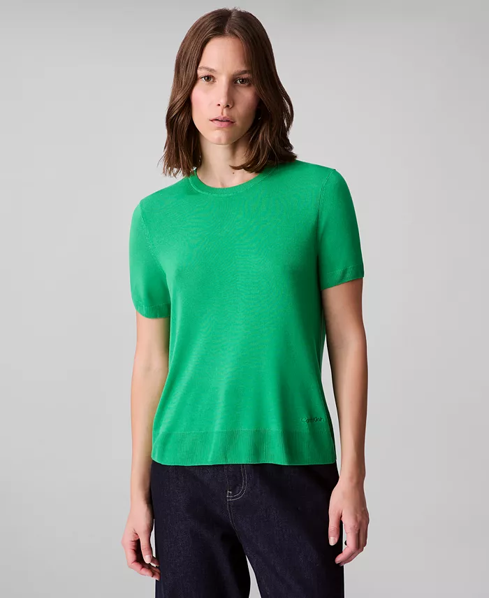 Женский тонкий свитер с короткими рукавами Calvin Klein, зеленый
Женский тонкий свитер с короткими рукавами Calvin Klein, зеленый