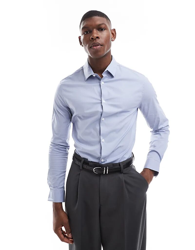 Узкая рубашка из поплина синего цвета ASOS DESIGN
Узкая рубашка из поплина синего цвета ASOS DESIGN