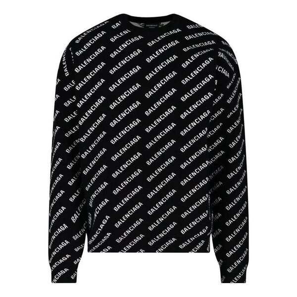 Свитер all over logo crewneck sweater 'black white' Balenciaga, черный 
Свитер all over logo crewneck sweater 'black white' Balenciaga, черный