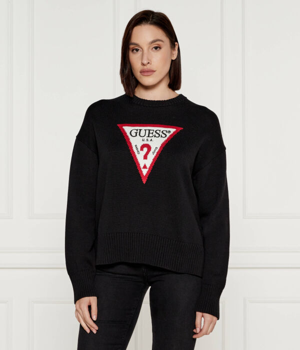 Джемпер женский Guess Jeans с логотипом бренда, черный 
Джемпер женский Guess Jeans с логотипом бренда, черный